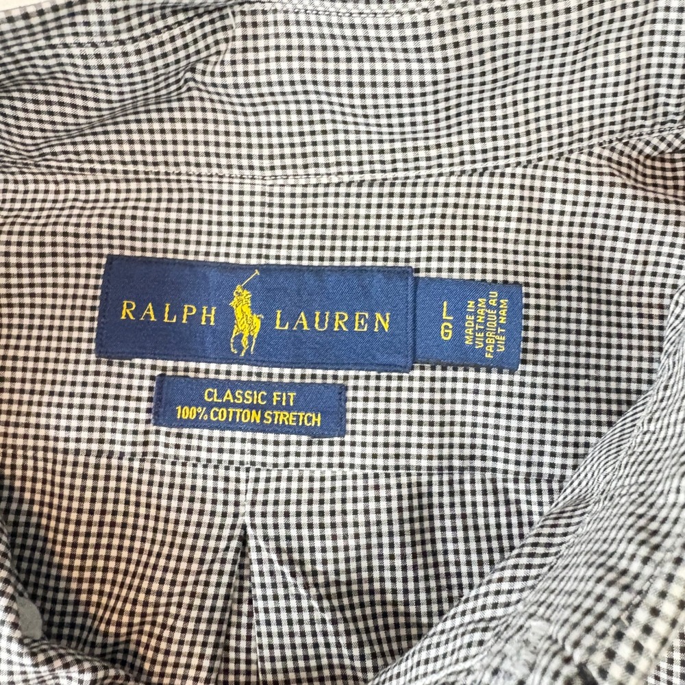 Polo Ralph Lauren Mens Classic Fit Gingham Button Down Shirt Black White Large - Picture 4 of 8